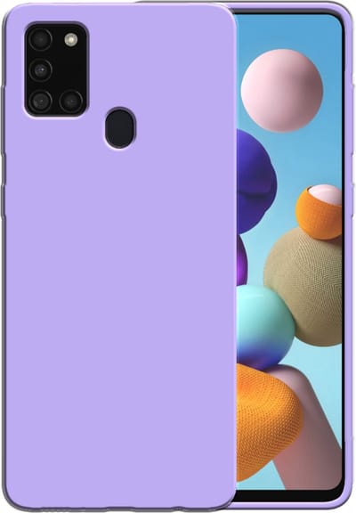 Smartphonica Siliconen hoesje voor Samsung Galaxy A21s case met zachte binnenkant - Paars geschikt voor Samsung Galaxy A21s