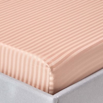Homescapes Satijn Streep Katoen Hoeslaken 140x190 cm – Taupe-beige – 100% Egyptisch Katoen – Draaddichtheid 330
