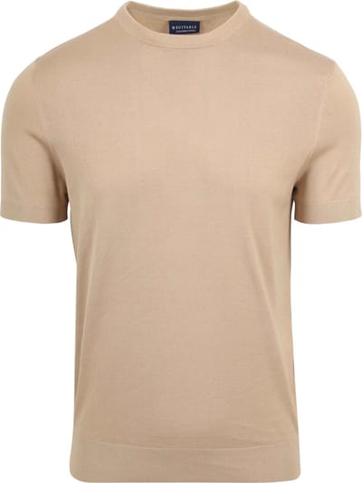 Suitable Knitted T-shirt Beige - Maat XL - Heren - Casual T-shirts