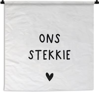 Wandkleed - Quotes - Thuis - Wit - Zwart - 120x120 cm - Wandtapijt