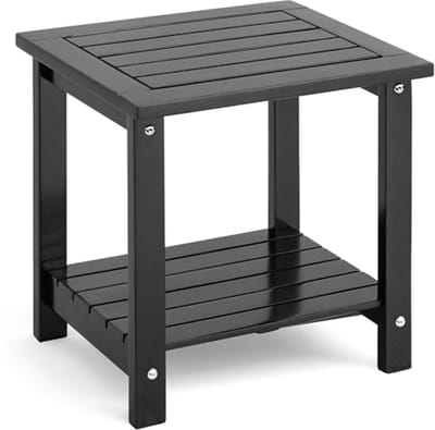 2-laags weerbestendige bijzettafel voor binnen en buiten met opbergplank