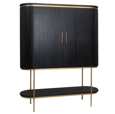 Tower Living Wandkast Rivello mangohout 145x180x45 cm - Zwart & Brass