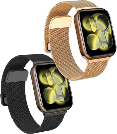 Bandje Geschikt voor Apple Watch 42/44/45/46 mm Bandje Milanees - Horlogebandje Geschikt voor Apple Watch 1-11 / SE (42/44/45/46 mm) Milanese Horlogeband Met Magneetsluiting - Zwart & Goud