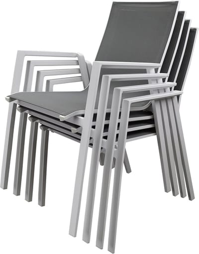 Set van 4 x New Valley dining tuinstoel stapelbaar wit