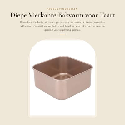 Dailygoods- Bakvorm Diep - Vierkant - Taartvorm - Koolstofstaal - Lichtgewicht - Vaatwasmachinebestendig - Sterk en duurzaam