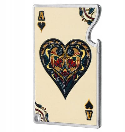 KADAX Flesopener, flesopener, speelkaartdesign, bieropener van staal, draaisluitopener voor thuis, feest, bar, frisdrank, bier, bruiloft (crème hart)