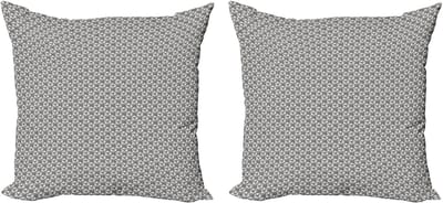 ABAKUHAUS stippen decoratieve kussenhoezen 2-pack, modern accent, dubbelzijdige digitale print, 40x40 cm, grijs en licht gebroken wit