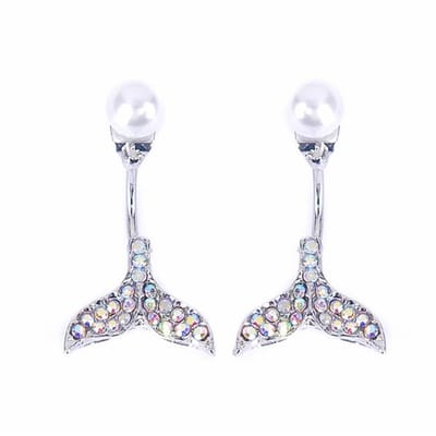 Fako Bijoux® - Oorbellen - Parel Met Staart - Strass - Zilverkleurig