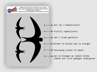 Zwaluw Vogelbescherming stickers set 3 vogels kleur Zwart
