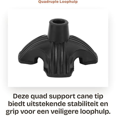 Dailygoods- Quadruple Loopstok Tip - Zelfstaand Rubber Vervanging - Slipweerstand - Slijtvast - Hole Diameter 19mm - Duurzaam