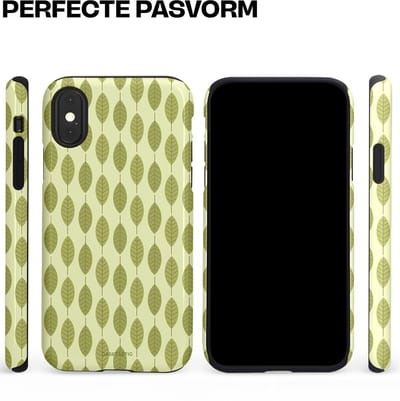 Casetastic hoesje geschikt voor Apple iPhone X / Apple iPhone XS - Dubbellaagse bescherming - Bladerenpracht in het groen - Fashion Case - Crème Olijfgroen