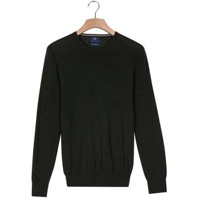 Baileys Trui Merino Wool Crew Neck Uni Color Single Knit Donker Groen / male