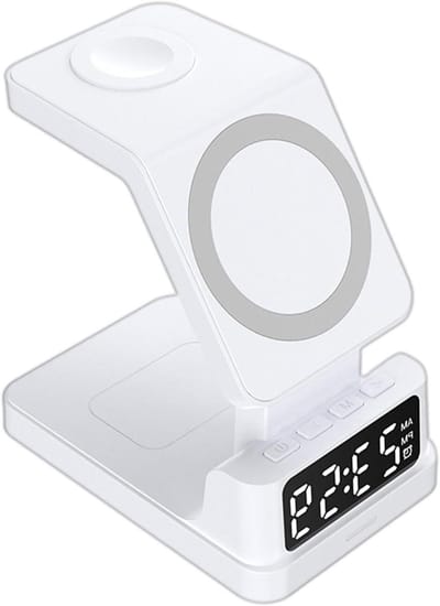 Digitale wekker - Oplaadstation - Ochtendroutine verbeteren - Draadloos opladen - 15W - Wit