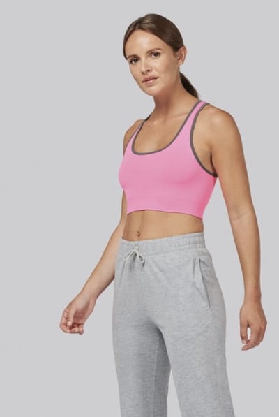 Naadloze sportbh, PA001, Fluo Roze/Grijs, maat XS/S