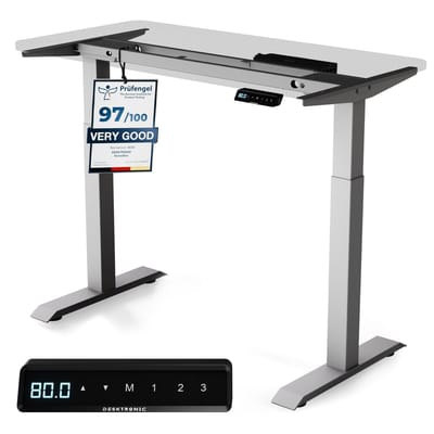 Desktronic HomeOne Zit-sta Bureau Elektrisch In Hoogte Verstelbaar Frame Grijs 120x60-160x80cm Bureaublad