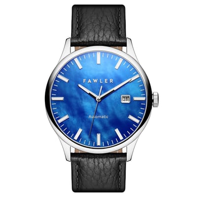 Timon | Blauw Parelmoer Automatisch Horloge