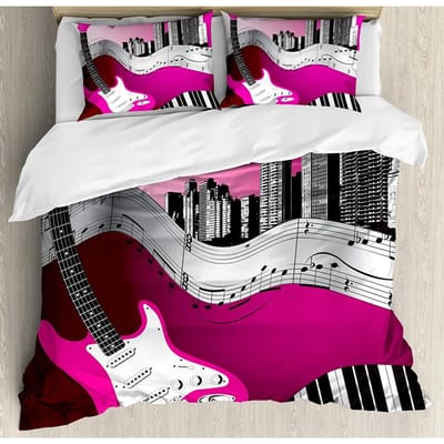 Rock Muziek Gitaar Dekbedovertrek Bed Beddengoed Set Voor Dubbel Huis Textiel Dekbedovertrek Kussenslopen Slaapkamer Beddengoed Set (Geen vel) EU single(135x200cm)