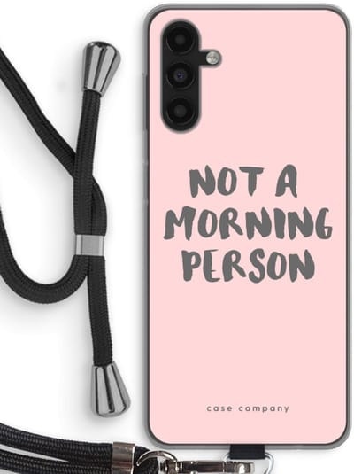 Case Company® - Hoesje met koord geschikt voor Samsung Galaxy A13 5G hoesje met Koord - Morning person - Telefoonhoesje met Zwart Koord - Bescherming aan alle Kanten en Over de Schermrand