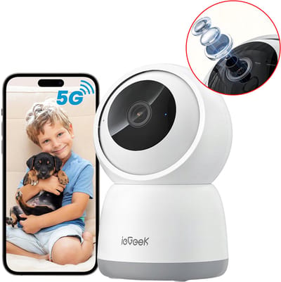 ieGeek SC1 Pro Beveiligingscamera binnen - 5MP Ultra HD - Huisdiercamera met app - Beveiligingscamera's - Wifi Camera APP - Volgt beweging en geluidsdetectie - Bewakingscamera - 2.4/5 GHz - Wit