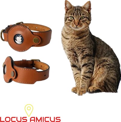 AirTag halsband voor Katten - Halsband voor AirTag voor Katten - Echt Leer - AirTag Halsband- Halsband voor Katten - Bruin