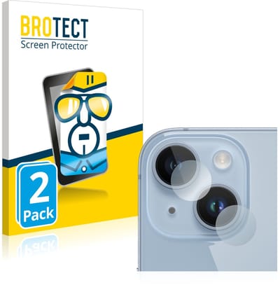 BROTECT - Screenprotector voor Apple iPhone 14 (ALLEEN Camera Lens) - Folie Beschermfolie transparant 2 Stuks