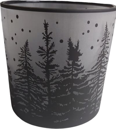 Waxine licht met kerstbomen, Waxine licht colmore maat L, Windlicht, Kerstlicht, Waxine licht met dennebomen