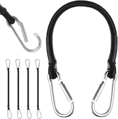 Expandertouw, 4 expandertouwen met karabijnhaken, elastisch elastiek voor koffer, haken voor tenten en dekzeilen, camping en bagage