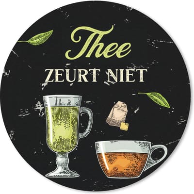Muismat rond 20x20 cm - Mousepad Thee - Glazen - Quotes - Ronde muismatten - Cadeau voor vrouw