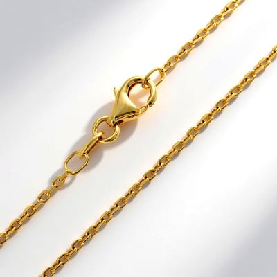 Cavill - 925 Sterling Zilveren Vergulde Ankerketting - Elegante Dames Ketting - 45 cm Fijn Glamour Sieraad