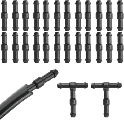 Verbindingsstukken voor autoslangen, universele adapter voor waterspatten, 50 stuks, zwart, duurzaam en veelzijdig