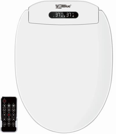 WELLBLUE Smart Wandcloset met Afstandsbediening, Verwarmde Zitting, Automatische Sifon Spoeling, Ingebouwde Tank, Randloze Bidet WC voor de Badkamer