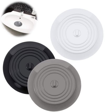 3 Stuks Gootsteen Stop Universeel - Afvoerstop - Universele Badstop - Afvoerplug - Badstop Met Hand - Wastafel Badplug - Voor Gootsteen Spoelbak Bad Douchebak Keuken Wasbak Badkuip Aanrecht - 15cm