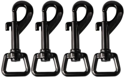 Dailygoods- Karabijnhaken 4-delig - Draaischarnier - Veerhaken - Hondenlijnen - Sleutelhanger - Vernikkeld zwart - Gelegeerd staal - Veerhaak