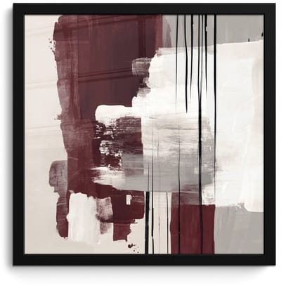 Poster in lijst - Fotolijst 40x40 cm - Posters - Penseelstreken - Abstract - Lijnen - Rood - Posterlijst zwart - Decoratie - Wanddecoratie woonkamer - Muurdecoratie slaapkamer