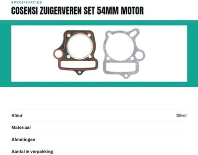 Zuigerveren Set - 54mm Motor Onderdelen - Hoogwaardige kwaliteit - 4-takt zuigerset - Inclusief ringen en...