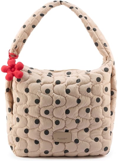 SEIDENFELT MANUFAKTUR shopper schoudertas Vaala Hobo Bag Happy Dots beige