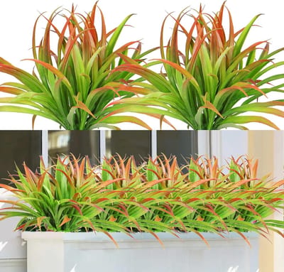 6 Stks Kunstgras Planten 16 "16 Stengels Outdoor Plastic Planten UV Bestand Groen Nep Gras voor Thuis Venster Tuin Patio Opknoping Planter Pathway Front Veranda Decor (Gras)