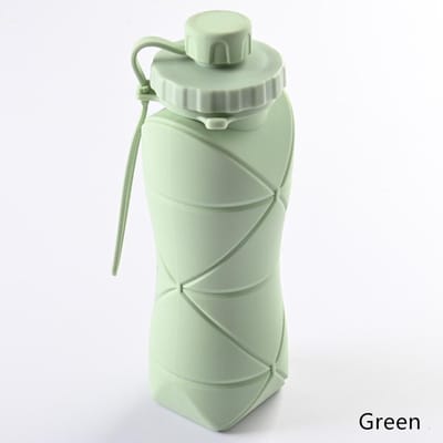 1 stks siliconen diamant opvouwbare waterbeker sportwaterfles buiten reizen opvouwbare draagbare compressie-uitbreidingsflessen groen