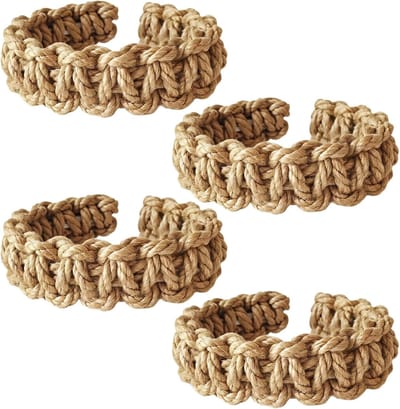 Gordijn embrasse - 4 Stuks - Gordijnbinder Touw - Handgeweven gordijnstrikken - Decoratieve Gordijn - Huisdecoratie - Gordijn Accessoires-voor Thuis, Kantoor, Hotel - 24 cm Lang - Bruin