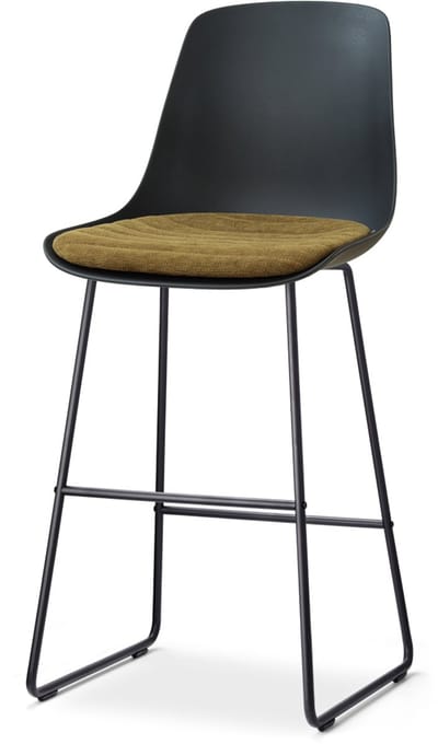 Nolon Nino-Liv barkruk zwart met mosgroen Zitkussen - zwart onderstel - 75 cm