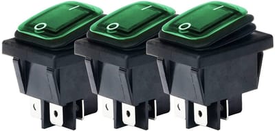 Orbit Electronic Wipschakelaar ON-OFF - 4-pins - 30x22mm - 16A 250V - Spat Waterdicht - KCD4-201-16 - Groen - 3 stuks