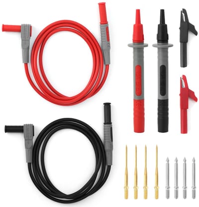 Meetsnoerenset - Testkabels Krokodillenklemmen - Elektrisch Testen - Hoge Spanning Bescherming - 1 Meter - Rood Zwart