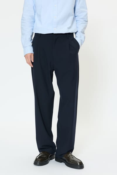 High waist chino met bandplooi