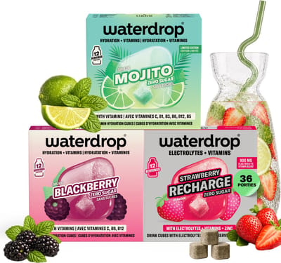 waterdrop® Mojito Set – Water Smaakmaker – 36 Drinkblokjes – Suikervrij Drankje met Mojito, Aardbei & Blackberry – Perfect voor Eigen Verfrissende Drankjes – Laag Calorie