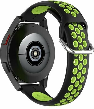By Qubix - Geschikt voor Garmin bandje - Geschikt voor Garmin Vivomove 3 / HR / Luxe / Sport / Style / Trend - Siliconen sportbandje met gesp - Zwart + groen - Smartwatch bandje 20mm