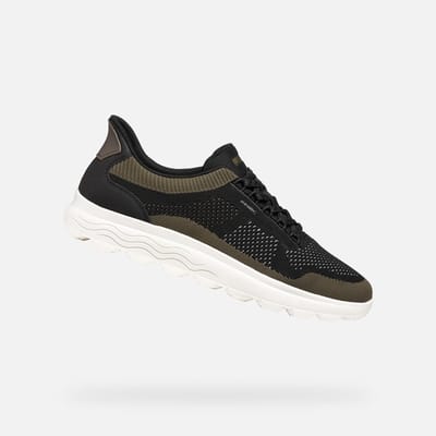 GEOX SPHERICA PLUS HEREN Sneakers - ZWART/MILITAIR GROEN - Maat 40
