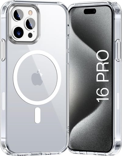 iPhone 16 Pro Hoesje backcover Shockproof siliconen Transparant met geïntegreerde magnetische cirkel