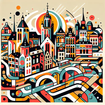 Abstract groningen schilderij | Groningen's Abstracte Kunst: Een Blik op Stad en Natuur | Kunst - 30x30 centimeter op Dibond | Foto op Dibond
