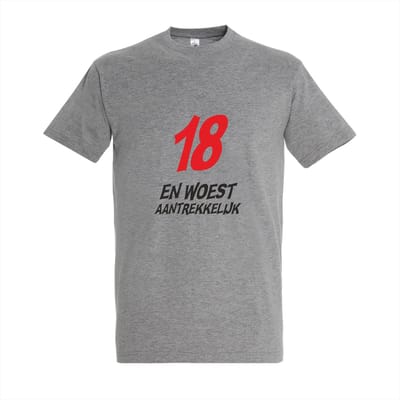 18 jaar verjaardag - T-shirt 18 en woest aantrekkelijk - T-shirt Sport Grey - Maat 3XL - 18 jarigen - 18 jaar versiering - hoera 18 jaar - feestartikelen 18 jaar - verjaardag cadeau