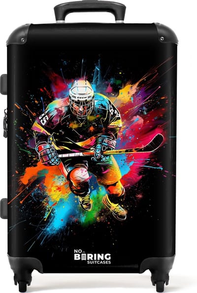 NoBoringSuitcases.com® - Koffer groot - Rolkoffer lichtgewicht - IJshockey met graffiti - Reiskoffer met 4 wielen - Grote trolley XL - 20 kg bagage